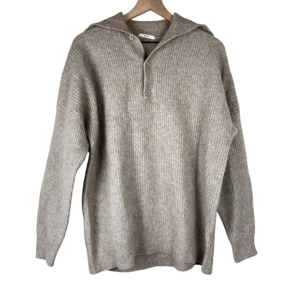 Nap Loungewear Beige Mohair Wool Collar Pullover Sweater